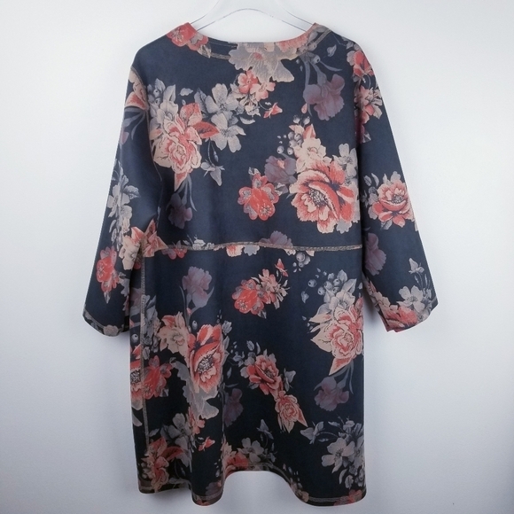 Philosophy Plus Size Floral Faux Suede Open Front Topper Jacket NWT 2X - Picture 2 of 11